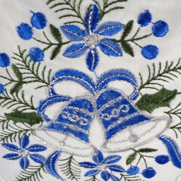 Christmas Tablecloth WINTER BLUE BELLS (36x36 in.) NEW - Picture 4 of 6